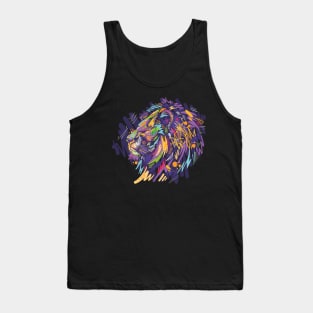 Lion digital colorful vector illustration in graffiti sketch style Tank Top